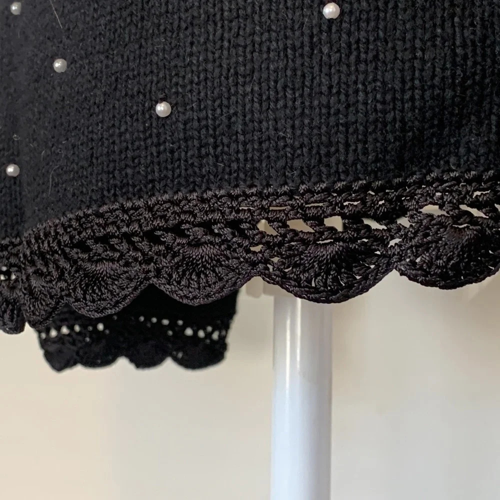 Christopher and Banks Silk Rabbit Angora Ditsy Pearl Dot Black Sweater Med/Large - Picture 6 of 13